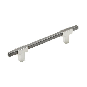 Amerock Cabinet Pull Polished Chrome/Black Chrome 5-1/16 inch (128 mm) Center to Center Urbanite 1 Pack Drawer Pull Drawer Handle Cabinet Hardware