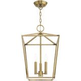 Livex Lighting 49433-01 Devone Collection 3-Light Convertible Semi-Flush Lantern Ceiling Fixture, Antique Brass