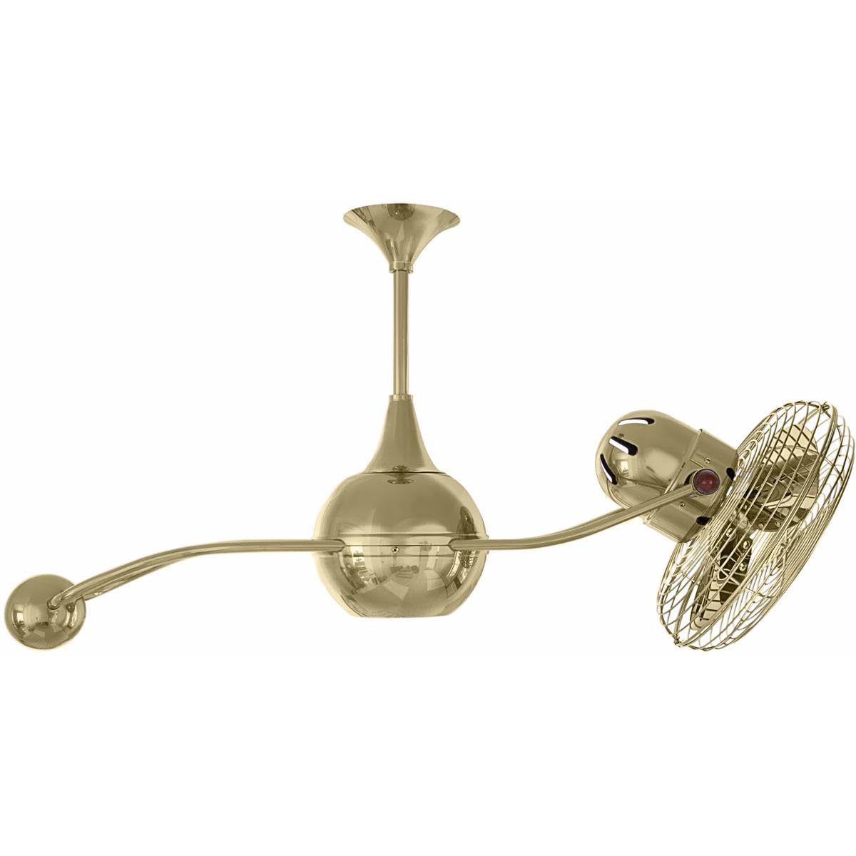 Matthews Fan B2K-PB-MTL Brisa 360° counterweight rotational ceiling fan in Polished Brass finish with metal blades.