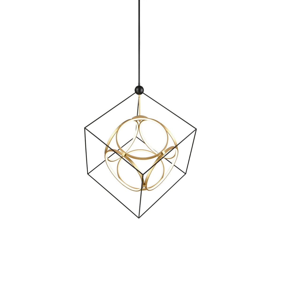 Kuzco CH19234-BK/AN MONZA 34" CH Black/Antique Brass 120V TRIAC/ELV LED 3000K 90CRI 111W