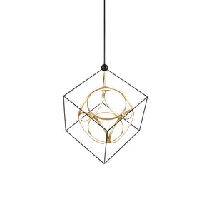 Kuzco CH19234-BK/AN MONZA 34" CH Black/Antique Brass 120V TRIAC/ELV LED 3000K 90CRI 111W