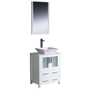 Fresca FVN6224WH-VSL Fresca Torino 24" White Modern Bathroom Vanity w/ Vessel Sink