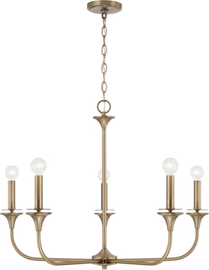 Capital Lighting 448951AD Presley 5 Light Chandelier Aged Brass