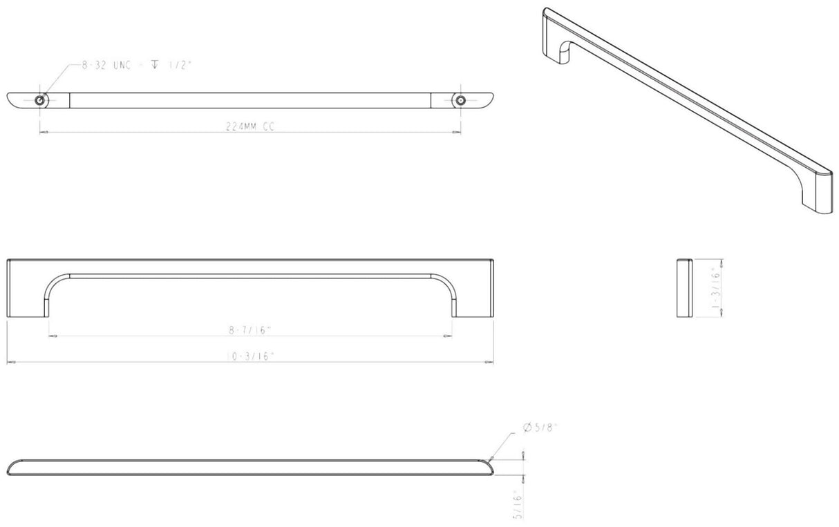 Jeffrey Alexander 286-224PC 224 mm Center-to-Center Polished Chrome Asymmetrical Leyton Cabinet Pull