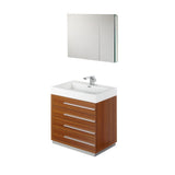 Fresca FVN8030TK Fresca Livello 30" Teak Modern Bathroom Vanity w/ Medicine Cabinet