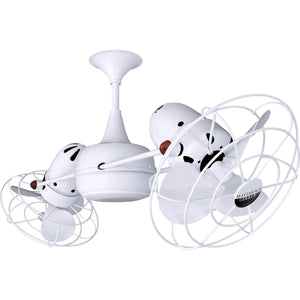 Matthews Fan DD-WH-MTL Duplo Dinamico 360” rotational dual head ceiling fan in Gloss White finish with metal blades.