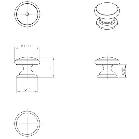 Jeffrey Alexander 3980-MB 1-1/4" Diameter Matte Black Durham Cabinet Knob