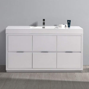 Fresca FCB8460WH-I Fresca Valencia 60" Glossy White Free Standing Modern Bathroom Vanity