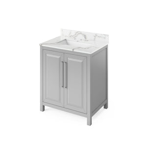 Jeffrey Alexander VKITCAD30BKBOR 30" Black Cade Vanity, Boulder Cultured Marble Vanity Top, undermount rectangle bowl