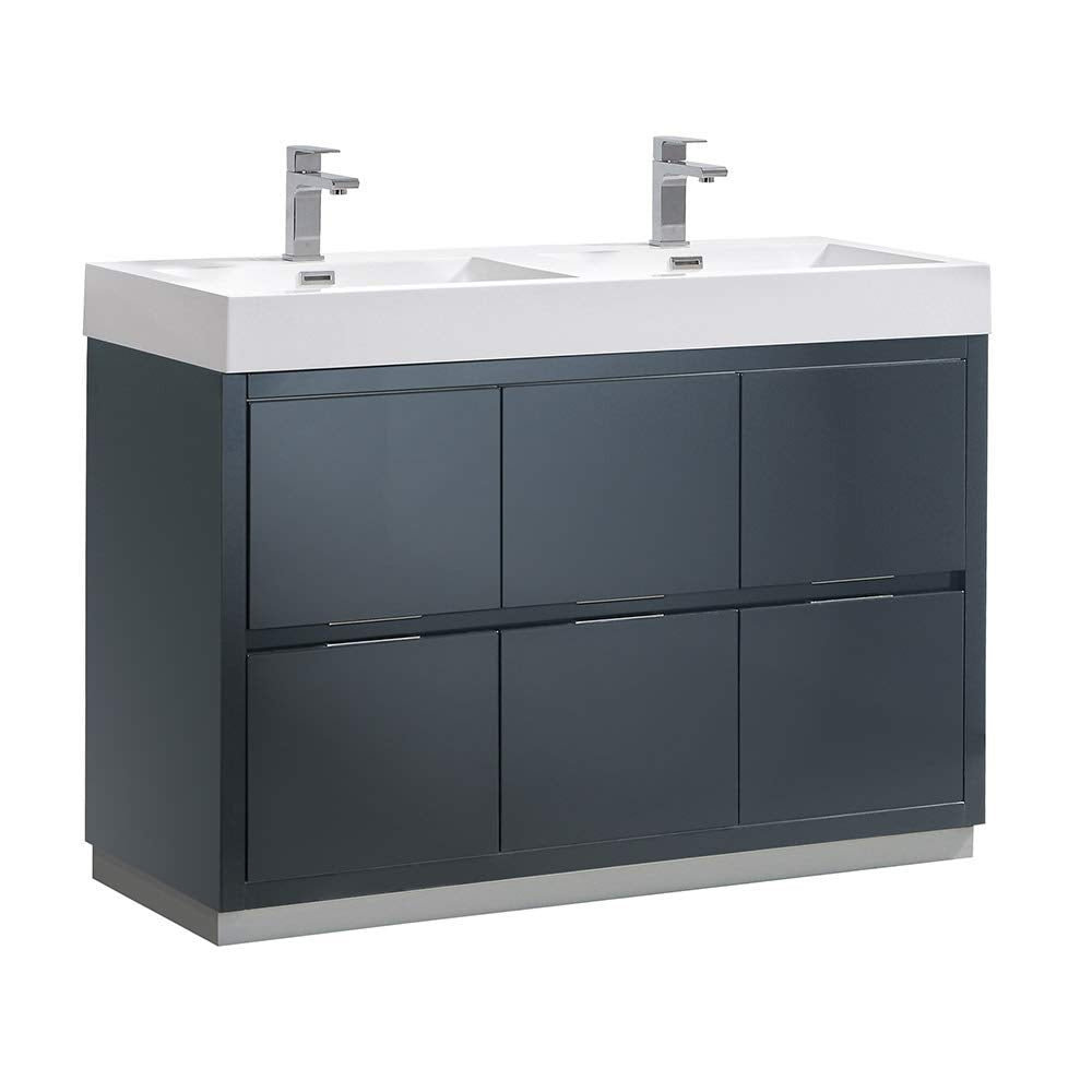 Fresca FCB8448GG-D-I Fresca Valencia 48" Dark Slate Gray Free Standing Double Sink Modern Bathroom Vanity