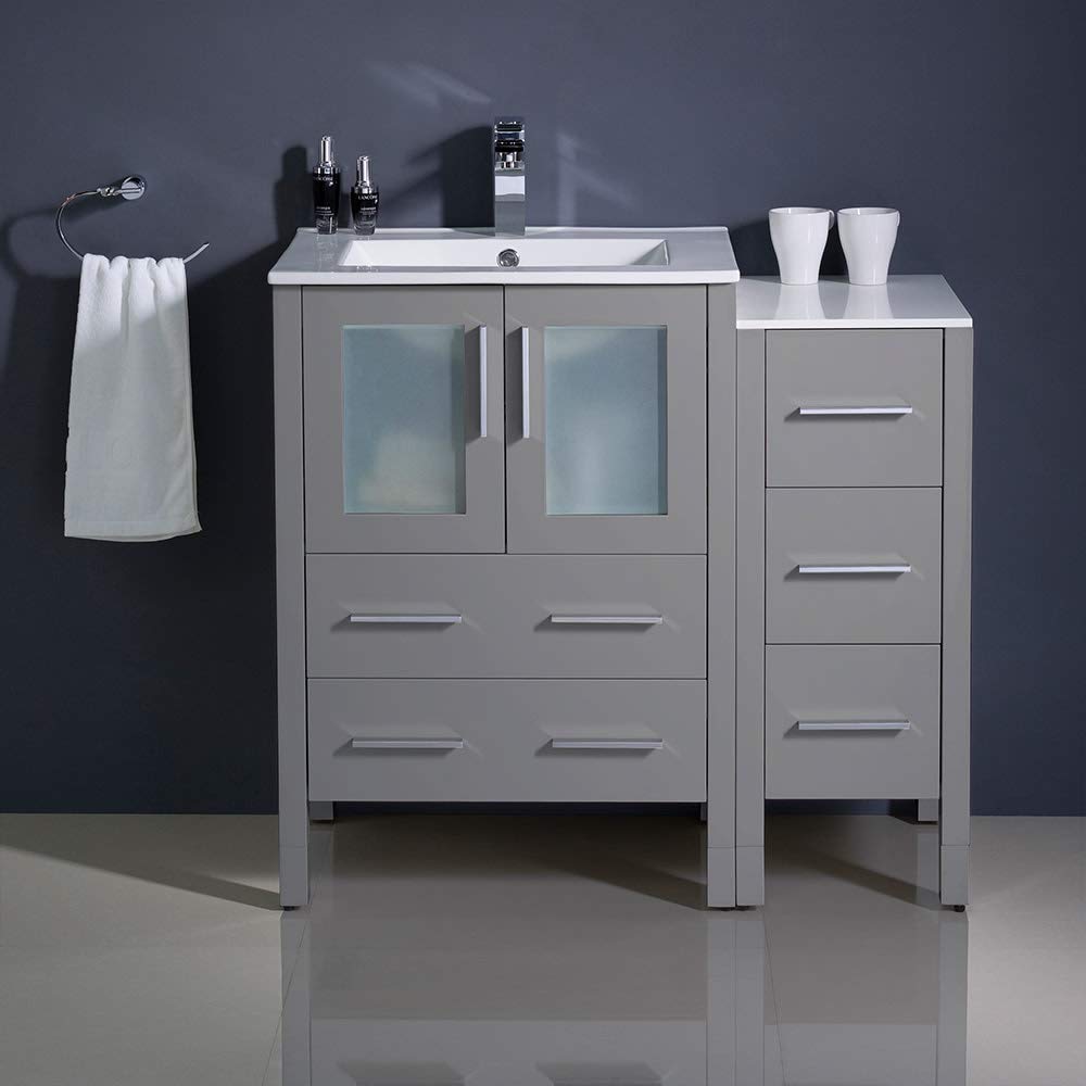 Fresca FCB62-2412GO-I Fresca Torino 36" Gray Oak Modern Bathroom Cabinets w/ Integrated Sinks