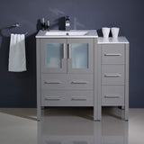 Fresca FCB62-2412GO-I Fresca Torino 36" Gray Oak Modern Bathroom Cabinets w/ Integrated Sinks