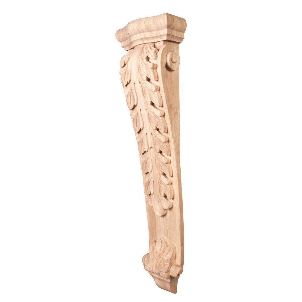 Hardware Resources CORK-5RW 8-1/2" W x 4-3/4" D x 35" H Rubberwood Low-profile Acanthus Corbel