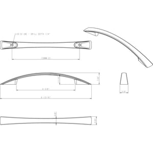 Jeffrey Alexander 847-128MB 128 mm Center-to-Center Matte Black Flared Regan Cabinet Pull