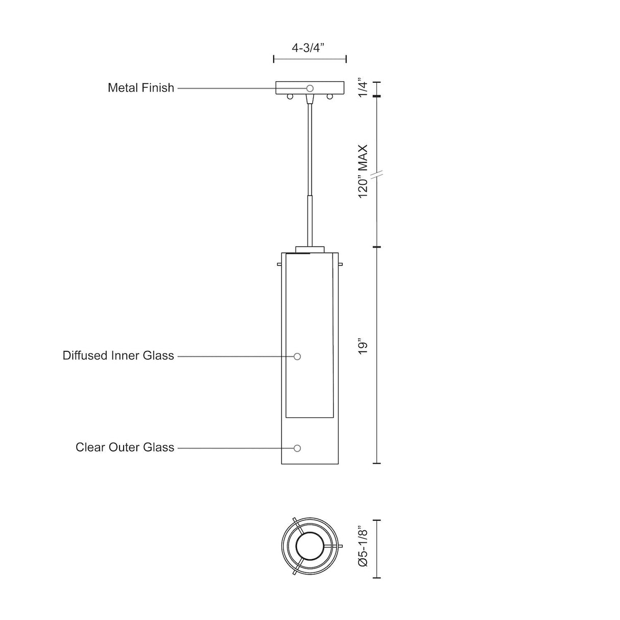 Kuzco PD41305-BN VERONA 19" PD Brushed Nickel 120V ELV LED 3000K 90CRI 16W