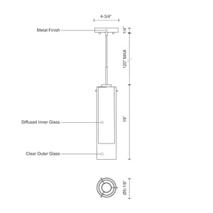 Kuzco PD41305-BN VERONA 19" PD Brushed Nickel 120V ELV LED 3000K 90CRI 16W