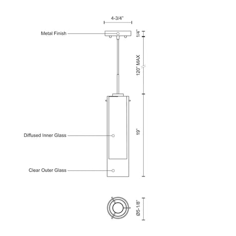 Kuzco PD41305-BN VERONA 19" PD Brushed Nickel 120V ELV LED 3000K 90CRI 16W