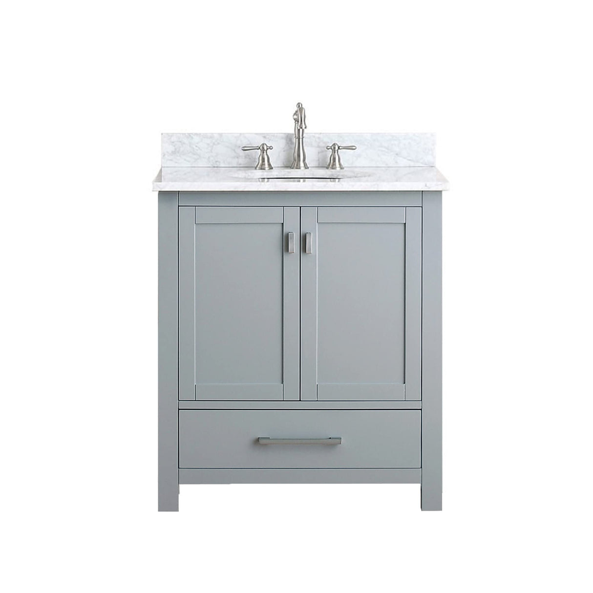 Avanity Modero 31 in. Vanity in Chilled Gray finish with Carrara White Marble Top