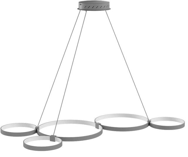 Vonn VMC32410AL 55" LED Chandelier, Multi-Ring Adjustable Hanging Light, Modern Chandelier Lighting, Capella Collection Silver