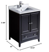 Fresca FCB2024ES Fresca Oxford 24" Espresso Traditional Bathroom Cabinet