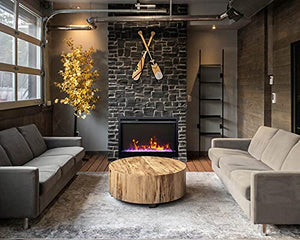 Amantii TRD-33-XS Traditional Xtraslim Smart Electric 33" WiFi Enabled Fireplace, Featuring a Multi Function Remote Control, Multi Flame Speeds and Clear Glass Media