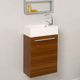 Fresca FCB8002TK-I Fresca Pulito 16" Small Teak Modern Bathroom Vanity w/ Integrated Sink