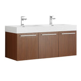 Fresca FCB8092TK-D-I Fresca Vista 48" Teak Wall Hung Double Sink Modern Bathroom Cabinet w/ Integrated Sink