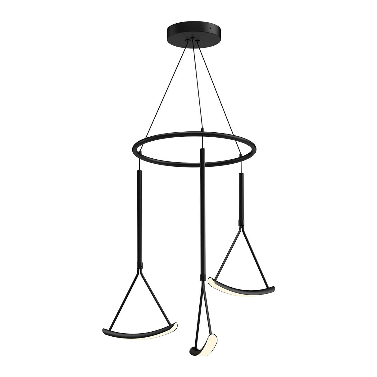 Kuzco CH81527-BK MOBIL 27" CHANDELIER TEXTURED BLACK 120" WIRE 120V TRIAC/ELV LED 3000K 90CRI 25W