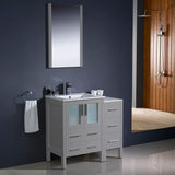 Fresca FVN62-2412GR-UNS Fresca Torino 36" Gray Modern Bathroom Vanity w/ Side Cabinet & Integrated Sinks