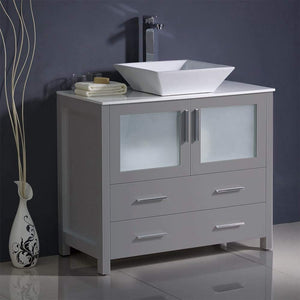 Fresca FCB6236ES-CWH-V Fresca Torino 36" Espresso Modern Bathroom Cabinet w/ Vessel Sink
