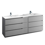 Fresca FCB93-361236GR-D-I Fresca Lazzaro 84" Gray Free Standing Double Sink Modern Bathroom Cabinet w/ Integrated Sinks