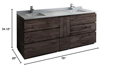 Fresca FCB31-301230ACA-FC Fresca Formosa 70" Floor Standing Double Sink Modern Bathroom Cabinet