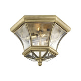 Livex Lighting 7052-07 Monterey 2 Light Outdoor/Indoor Bronze Finish Solid Brass Flush Mount with Clear Beveled Glass