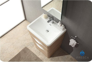 Fresca FVN8525WK Fresca Milano 26" White Oak Modern Bathroom Vanity w/ Medicine Cabinet