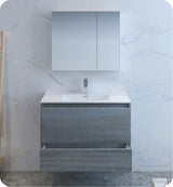 Fresca FVN9236OG Fresca Catania 36" Ocean Gray Wall Hung Modern Bathroom Vanity w/ Medicine Cabinet