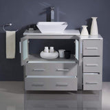 Fresca FCB62-3012GO-CWH-V Fresca Torino 42" Gray Oak Modern Bathroom Cabinets w/ Top & Vessel Sink