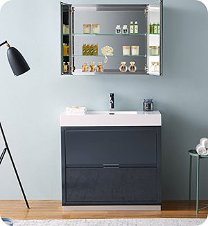 Fresca FVN8436GG Fresca Valencia 36" Dark Slate Gray Free Standing Modern Bathroom Vanity w/ Medicine Cabinet