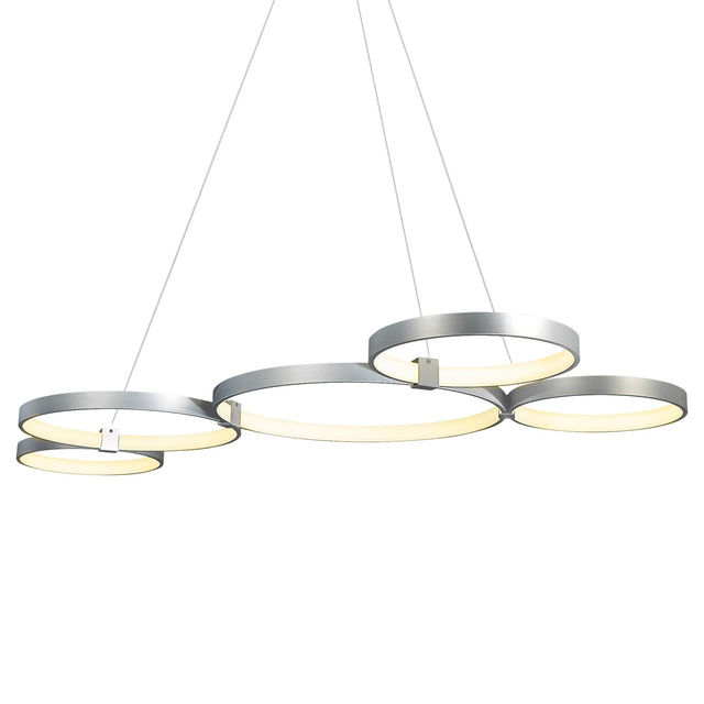 Vonn VMC32410AL 55" LED Chandelier, Multi-Ring Adjustable Hanging Light, Modern Chandelier Lighting, Capella Collection Silver