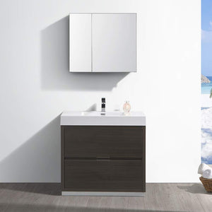 Fresca FVN8436GG Fresca Valencia 36" Dark Slate Gray Free Standing Modern Bathroom Vanity w/ Medicine Cabinet