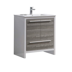 Fresca FCB8130HA-I Fresca Allier Rio 30" Ash Gray Modern Bathroom Cabinet w/ Sink