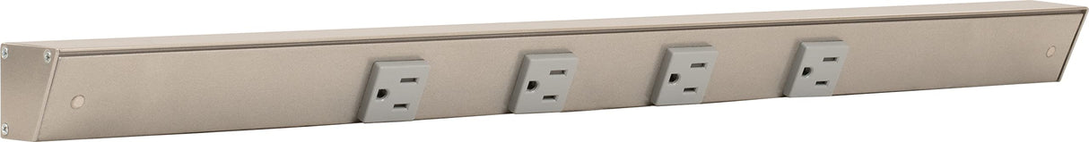 Task Lighting APT24-4G-P-SN 24" APT Series Slim Angle Power Strip, Satin Nickel Finish, Grey Receptacles