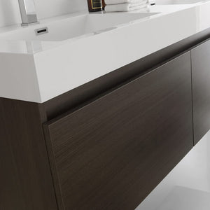 Fresca FVN8042GO Fresca Mezzo 60" Gray Oak Wall Hung Double Sink Modern Bathroom Vanity w/ Medicine Cabinet