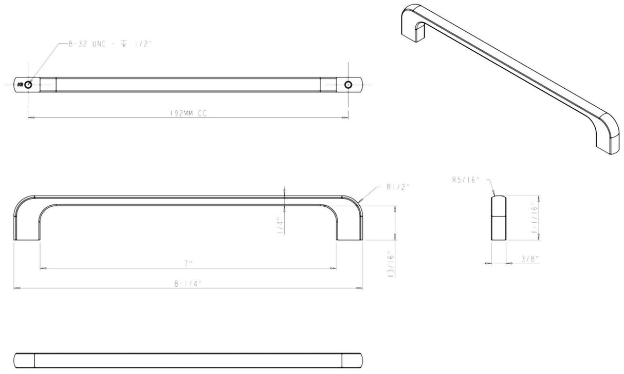 Jeffrey Alexander 264-192DBAC 192 mm Center-to-Center Brushed Oil Rubbed Bronze Alvar Cabinet Pull