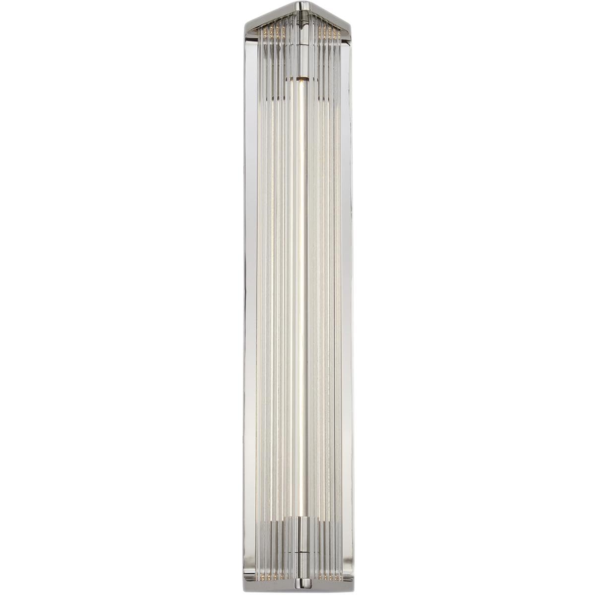 Alora WV339123PNCR SABRE 23" WV POLISHED NICKEL CLEAR RIBBED GLASS  8W LED 90 2700K DC LED