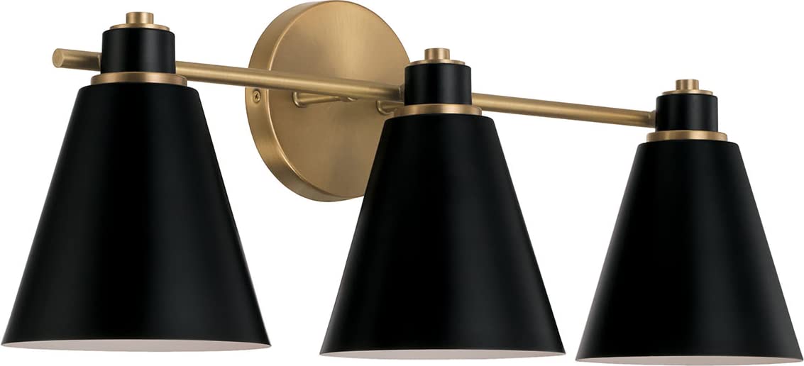 Capital Lighting 150131AB Bradley 3 Light Vanity Aged Brass and Black