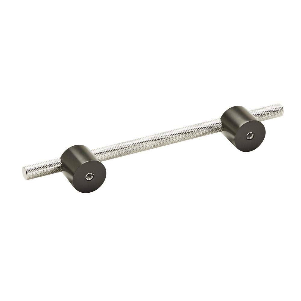 Amerock Cabinet Pull Matte Black/Polished Nickel 5-1/16 inch (128 mm) Center to Center Transcendent 1 Pack Drawer Pull Drawer Handle Cabinet Hardware