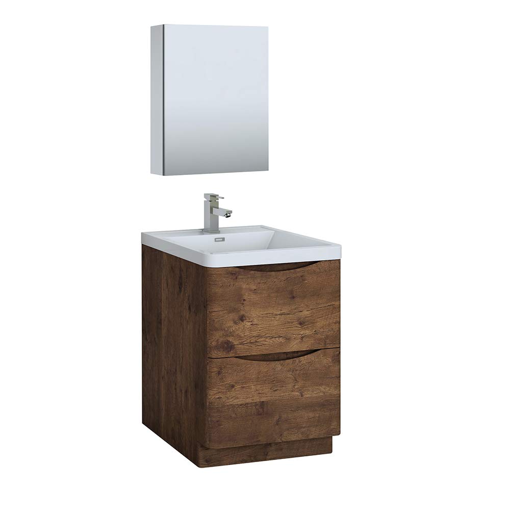 Fresca FVN9124RW Fresca Tuscany 24" Rosewood Free Standing Modern Bathroom Vanity w/ Medicine Cabinet