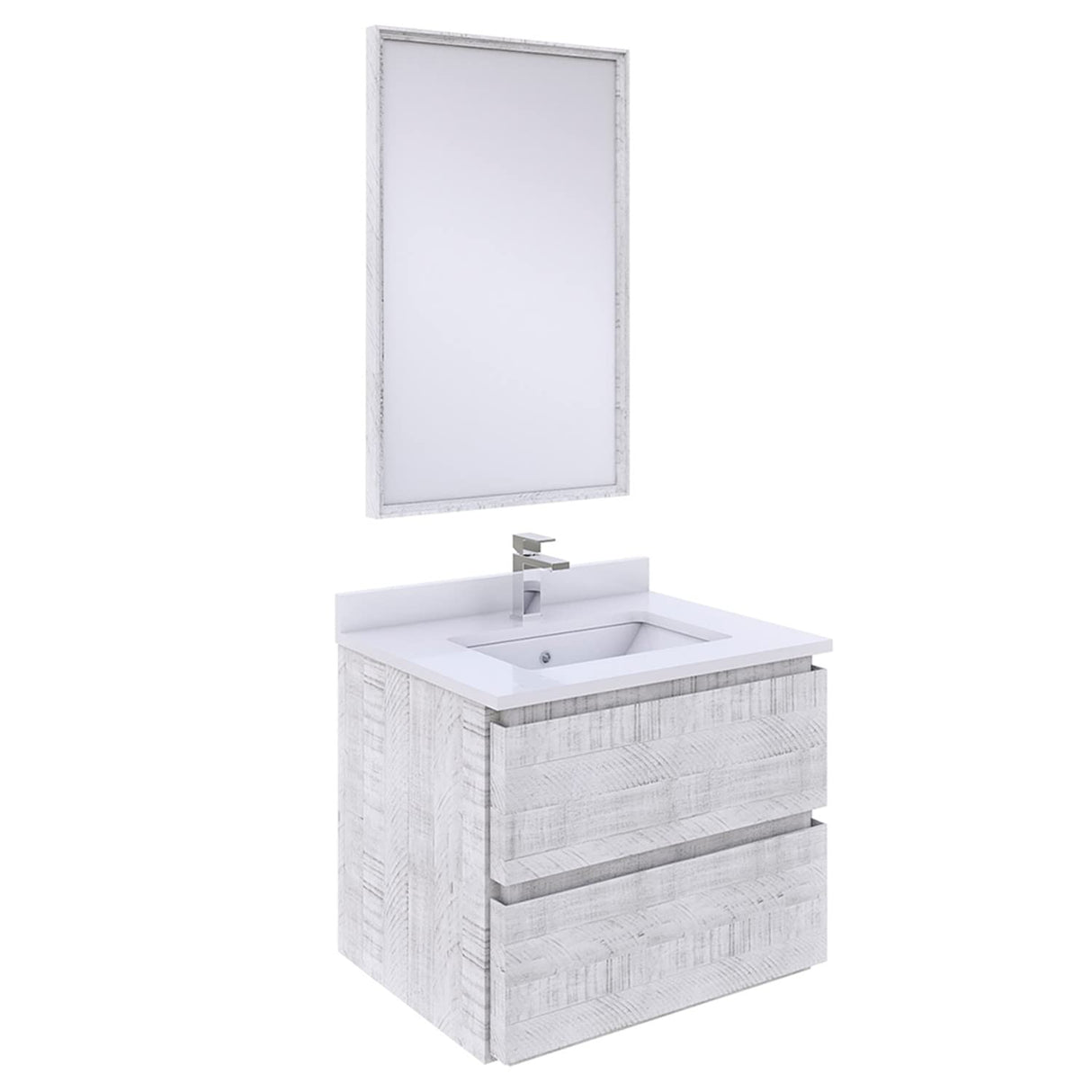 Fresca FVN3124RWH Fresca Formosa 24" Wall Hung Modern Bathroom Vanity w/ Mirror in Rustic White