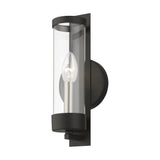 Livex Lighting 10141-04 Castleton 1 Light Candle ADA Single Sconce, Black with Brushed Nickel Candle