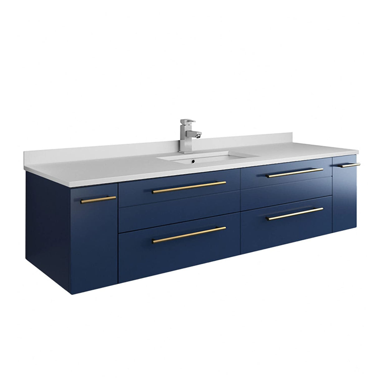 Fresca FVN6160RBL-UNS Fresca Lucera 60" Royal Blue Wall Hung Single Undermount Sink Modern Bathroom Vanity w/ Medicine Cabinet